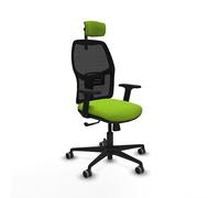 Piqueras y Crespo - Silla Centro de Atención Telefonica Alfera con Brazos 2D, Apoyo Lumbar Regulable en Altura y Cabecero Regulable en Altura E Inclinación. Negro/Pistacho