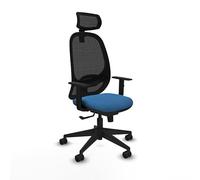 Piqueras y Crespo - Silla Centro de Atención Telefonica Cilanco con Brazos 1D, Apoyo Lumbar Regulable en Altura y Cabecero Regulable en Altura E Inclinación. Negro/Azul Claro