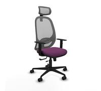 Piqueras y Crespo - Silla Centro de Atención Telefonica Cilanco con Brazos 1D, Apoyo Lumbar Regulable en Altura y Cabecero Regulable en Altura E Inclinación. Gris/Morado