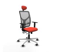 Piqueras y Crespo - Silla Centro de Atención Telefonica Motilla con Brazos 1D, Apoyo Lumbar Regulable en Altura y Cabecero Fijo. Equipado con Sincro/Traslack y Espuma de Corte. Gris/Naranja Oscuro