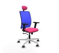 Piqueras y Crespo - Silla Centro de Atención Telefonica Motilla con Brazos 2D, Apoyo Lumbar Regulable en Altura y Cabecero Fijo. Equipado con Sincro/Traslack y Espuma de Corte. Azul/Rosa