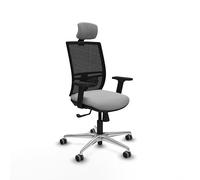 Piqueras y Crespo - Silla Centro de Atención Telefonica Yunquera con Brazos 2D, Apoyo Lumbar Regulable en Altura y Cabecero Regulable en Altura. Negro/Gris Claro