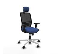 Piqueras y Crespo - Silla Centro de Atención Telefonica Yunquera con Brazos 2D, Apoyo Lumbar Regulable en Altura y Cabecero Regulable en Altura. Equipado con Sincro/Traslack. Negro/Azul Marino