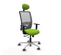 Piqueras y Crespo - Silla de Centro de Atención Al Cliente Zulema con Brazos 1D, Apoyo Lumbar Regulable en Altura y Cabecero Fijo. Equipado con Sincro/Traslack. Gris/Pistacho