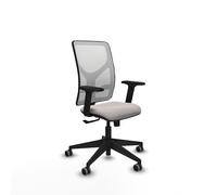 Piqueras y Crespo - Silla de Escritorio Blanca Motilla con Brazos 2D, Apoyo Lumbar Regulable en Altura. Equipado con Sincro 3 Posiciones y Espuma de Corte. Blanco/Blanco