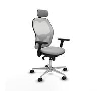 Piqueras y Crespo - Silla de Escritorio Calidad Precio Jorquera con Brazos 3D, Apoyo Lumbar Regulable en Altura y Cabecero Regulable en Altura E Inclinación. Blanco/Gris Claro
