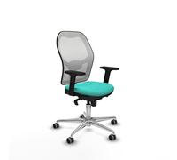 Piqueras y Crespo - Silla de Escritorio de Ruedas Jorquera con Brazos 2D, Apoyo Lumbar Regulable en Altura. Equipado con Sincro 5 Posiciones y Espuma Inyectada. Blanco/Turquesa