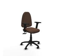 Piqueras y Crespo - Silla de Escritorio Marron Aýna con Brazos 2D. Equipado con Contacto Permanente de Doble Maneta y Espuma de Corte. con Ruedas Autofrenantes. Marrón Oscuro