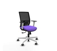 Piqueras y Crespo - Silla de Oficina Calidad Precio Yunquera con Reposabrazos Blancos y Negros, Apoyo Lumbar Regulable en Altura. Equipado con Sincro 4 Posiciones. Negro/Lila