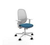 Piqueras y Crespo Silla de Oficina Cilanco Plegable y tapizada en Terciopelo, Respaldo Fijo, Apoyo Lumbar 1D, Brazos Blancos, Mecanismo sincro 3 Posiciones, 120 Kg