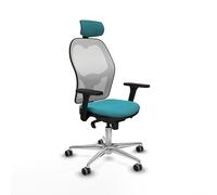 Piqueras y Crespo Silla de Oficina Jorquera con cabecero 2D, Apoyo Lumbar 1D, Respaldo Fijo y Brazos 3D, Ideal para Problemas lumbares y Personas obesas en Color