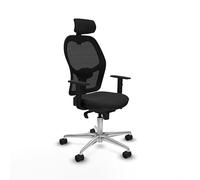 Piqueras y Crespo Silla de Oficina Jorquera con Respaldo Fijo, cabecero 2D, Apoyo Lumbar 1D, Brazos 1D, Mecanismo sincro 5 Posiciones, Ideal para Personas Altas y Problemas lumbares, 120 Kg, 24 Horas