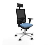 Piqueras y Crespo - Silla de Oficina Plegable Hornas con Brazos 2D, Mecanismo sincro 5 Posiciones, cabecero Fijo y Apoyo Lumbar Regulable para teletrabajo 8 Horas.