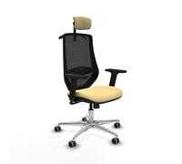 Piqueras y Crespo Silla de Oficina reclinable Mardos con Respaldo Fijo, cabecero 2D, Apoyo Lumbar 1D, Brazos 2D, Mecanismo sincro 4 Posiciones, Elegante Terciopelo para Escritorio, 120 Kg, 8 Horas