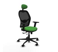 Piqueras y Crespo - Silla de Oficina Verde Jorquera con Brazos 2D, Apoyo Lumbar Regulable en Altura y Cabecero Fijo. Equipado con Sincro/Traslack y Espuma Inyectada. Negro/Verde