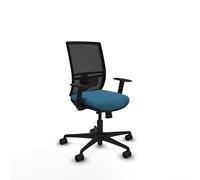 Piqueras y Crespo - Silla de Ruedas para Oficina Yunquera con Brazos 1D, Apoyo Lumbar Regulable en Altura. Equipado con Sincro/Traslack y Espuma de Corte. Negro/Verde petróleo