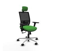 Piqueras y Crespo - Silla Elevable Yunquera con Brazos 3D, Apoyo Lumbar Regulable en Altura y Cabecero Regulable en Altura. Equipado con Sincro 4 Posiciones y Espuma de Corte. Negro/Verde