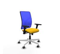 Piqueras y Crespo - Silla Ergonomica Calidad Precio Motilla con Brazos 3D, Apoyo Lumbar Regulable en Altura. Equipado con Sincro 3 Posiciones y Espuma de Corte. Azul/Amarillo