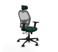 Piqueras y Crespo - Silla Ergonomica Moderna Jorquera con Brazos 2D, Apoyo Lumbar Regulable en Altura y Cabecero Regulable en Altura E Inclinación. Gris/Verde Botella