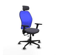 Piqueras y Crespo - Silla Ergonomica Moderna Jorquera con Brazos 3D, Apoyo Lumbar Regulable en Altura y Cabecero Regulable en Altura E Inclinación. Azul/Gris Oscuro