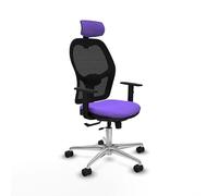 Piqueras y Crespo - Silla Ergonómica para Largas Jornadas Jorquera con Brazos 1D, Apoyo Lumbar Regulable en Altura y Cabecero Regulable en Altura E Inclinación. Negro/Lila