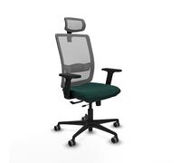 Piqueras y Crespo - Silla Ergonómica para Vigilancia Haches con Brazos 2D, Apoyo Lumbar Regulable en Altura y Cabecero Regulable en Altura E Inclinación. Gris/Verde Botella