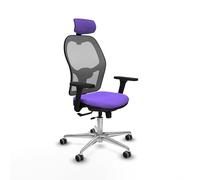 Piqueras y Crespo - Silla Ergonomica Reclinable Jorquera con Brazos 3D, Apoyo Lumbar Regulable en Altura y Cabecero Regulable en Altura E Inclinación. Gris/Lila