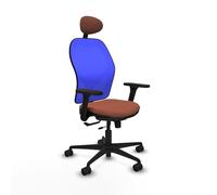Piqueras y Crespo - Silla Ergonomica Ruedas Jorquera con Brazos 3D, Apoyo Lumbar Regulable en Altura y Cabecero Fijo. Equipado con Sincro/Traslack y Espuma Inyectada. Azul/Marrón