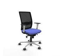 Piqueras y Crespo - Silla Escritorio Azul Haches con Reposabrazos Blancos y Negros, Apoyo Lumbar Regulable en Altura. Equipado con Sincro 5 Posiciones y Espuma Inyectada. Negro/Azul Claro