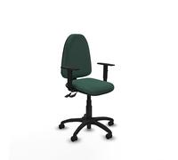 Piqueras y Crespo - Silla Escritorio Basica Aýna con Brazos 1D. Equipado con Contacto Permanente de Doble Maneta y Espuma de Corte. con Ruedas de Parqué. Verde Botella