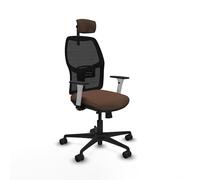 Piqueras y Crespo - Silla Escritorio Brazos Regulables Alfera, Apoyo Lumbar Regulable en Altura y Cabecero Regulable en Altura E Inclinación. Equipado con Sincro/Traslack. Negro/Marrón Oscuro