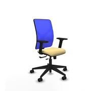 Piqueras y Crespo - Silla Escritorio Brazos Regulables Motilla, Apoyo Lumbar Regulable en Altura. Equipado con Sincro/Traslack y Espuma de Corte. con Ruedas 65Mm Nailon. Azul/Crema