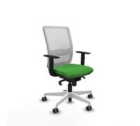 Piqueras y Crespo - Silla Escritorio Giratoria con Ruedas Haches con Brazos 1D, Apoyo Lumbar Regulable en Altura. Equipado con Sincro 5 Posiciones y Espuma Inyectada. Blanco/Verde
