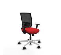 Piqueras y Crespo - Silla Escritorio Oficina Yunquera con Brazos 1D, Apoyo Lumbar Regulable en Altura. Equipado con Sincro/Traslack y Espuma de Corte. con Ruedas 65Mm Nailon. Negro/Rojo