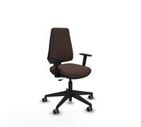 Piqueras y Crespo - Silla Escritorio Oposiciones Elche con Brazos 1D. Equipado con Contacto Permanente Básico y Espuma de Corte. con Ruedas 65 Mm Parqué. Marrón Oscuro