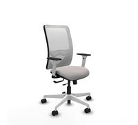 Piqueras y Crespo - Silla Escritorio Polipiel Blanca Zulema con Reposabrazos Blancos y Negros, Apoyo Lumbar Regulable en Altura. Equipado con Sincro/Traslack y Espuma de Corte. Blanco/Blanco