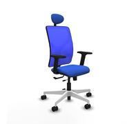 Piqueras y Crespo - Silla Escritorio Respaldo Reclinable Motilla con Brazos 2D, Apoyo Lumbar Regulable en Altura y Cabecero Fijo. Equipado con Sincro/Traslack. Azul/Azul