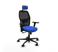 Piqueras y Crespo - Silla Isomalla Alfera con Brazos 3D, Apoyo Lumbar Regulable en Altura y Cabecero Regulable en Altura E Inclinación. Equipado con Sincro 4 Posiciones. Negro/Azul