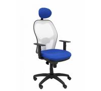PIQUERAS Y CRESPO - Silla Jorquera malla blanca asiento bali azul con cabecero fijo