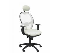 PIQUERAS Y CRESPO - Silla Jorquera malla blanca asiento bali gris claro con cabecero fijo