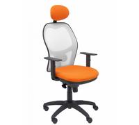 PIQUERAS Y CRESPO - Silla Jorquera malla blanca asiento bali naranja con cabecero fijo