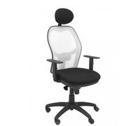 PIQUERAS Y CRESPO - Silla Jorquera malla blanca asiento bali negro con cabecero fijo