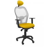 PIQUERAS Y CRESPO - Silla Jorquera malla gris asiento bali amarillo con cabecero fijo