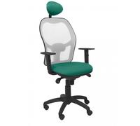 PIQUERAS Y CRESPO - Silla Jorquera malla gris asiento bali verde con cabecero fijo