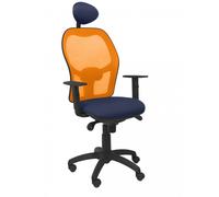 PIQUERAS Y CRESPO - Silla Jorquera malla naranja asiento bali azul marino con cabecero fijo
