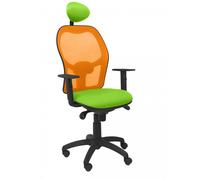 PIQUERAS Y CRESPO - Silla Jorquera malla naranja asiento bali verde pistacho con cabecero fijo