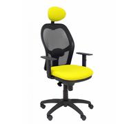 PIQUERAS Y CRESPO - Silla Jorquera malla negra asiento bali amarillo con cabecero fijo