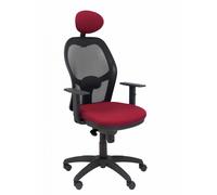 PIQUERAS Y CRESPO - Silla Jorquera malla negra asiento bali granate con cabecero fijo