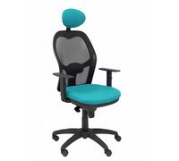 PIQUERAS Y CRESPO - Silla Jorquera malla negra asiento bali verde claro con cabecero fijo