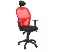 PIQUERAS Y CRESPO - Silla Jorquera malla roja asiento bali negro con cabecero fijo